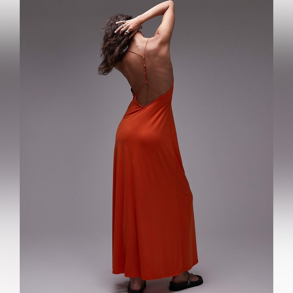 Topshop Orange Backless Dress
